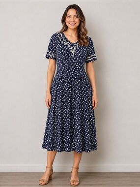 Vintage Lisa II Size 10 Dress | Blouse & Skirt Look One-Piece Dress